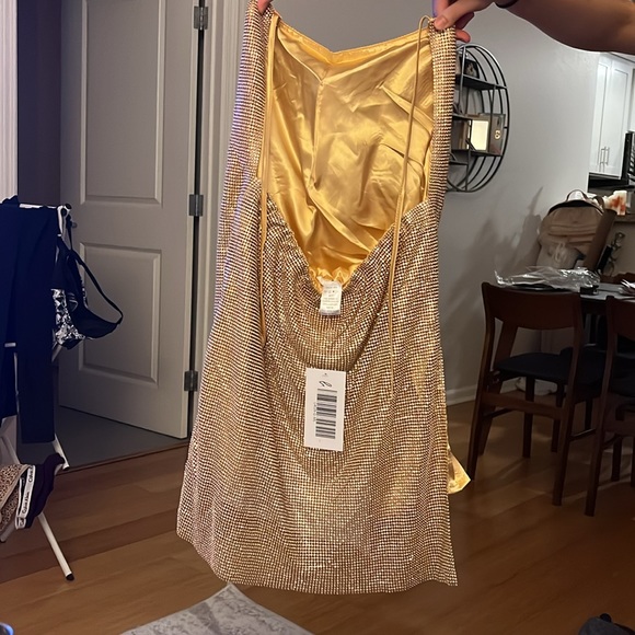 12th Tribe Gold Rhinestone Mini Dress - Picture 4 of 4